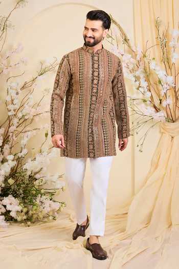 Kasbah_Multi Color Georgette Embroidered Multicolour Kurta _Online_at_Aza_Fashions