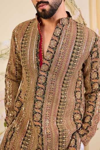 Buy_Kasbah_Multi Color Georgette Embroidered Multicolour Kurta _Online_at_Aza_Fashions