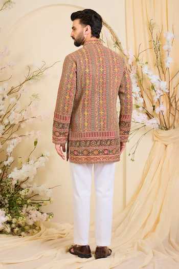 Shop_Kasbah_Multi Color Georgette Zari Embroidered Short Kurta _at_Aza_Fashions