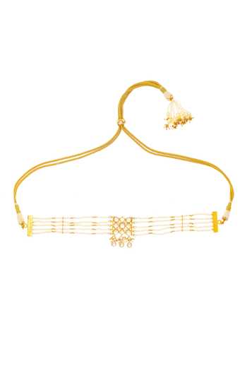 Buy_MAISARA JEWELRY_Gold Plated Kundan And Pearl String Choker _at_Aza_Fashions