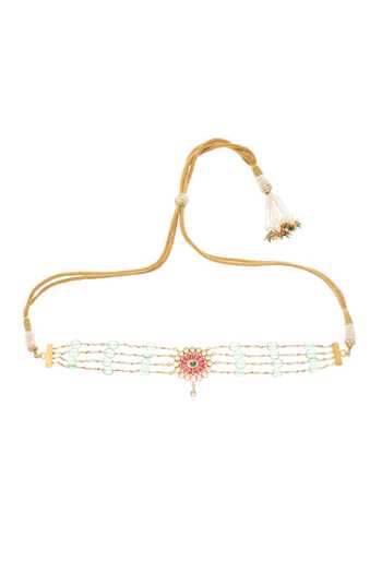 Buy_MAISARA JEWELRY_White Beaded And Pearl String Choker _at_Aza_Fashions