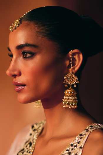 Buy_MAISARA JEWELRY_Mint Beaded Tassel Drop Jhumkas _at_Aza_Fashions