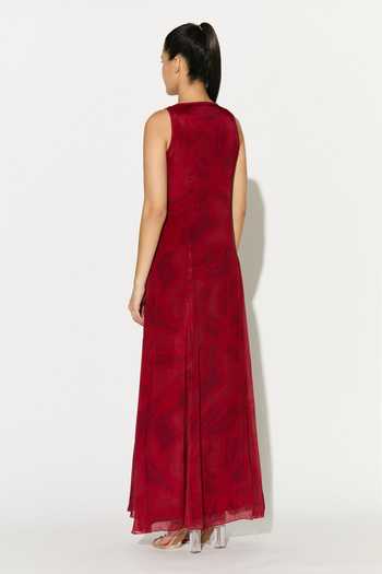 Shop_Koai_Pink Chiffon Scoop Neck Floral Maxi Dress _at_Aza_Fashions