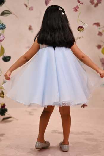 Shop_arani label_Blue Organza, Polyester Twilight Polly Dress _at_Aza_Fashions