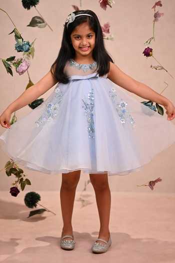 Buy_arani label_Blue Organza, Polyester Twilight Polly Dress _at_Aza_Fashions