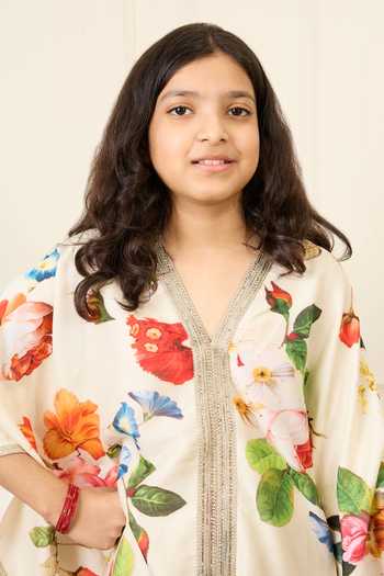 Shop_Mamma Plz_Multi Color Chanderi, Cotton, Voile Printed Kaftan Set _Online_at_Aza_Fashions