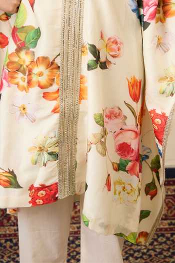 Buy_Mamma Plz_Multi Color Chanderi, Cotton, Voile Printed Kaftan Set 