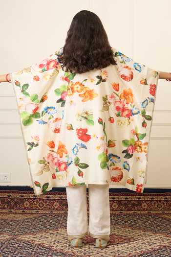 Shop_Mamma Plz_Multi Color Chanderi, Cotton, Voile Printed Kaftan Set _at_Aza_Fashions