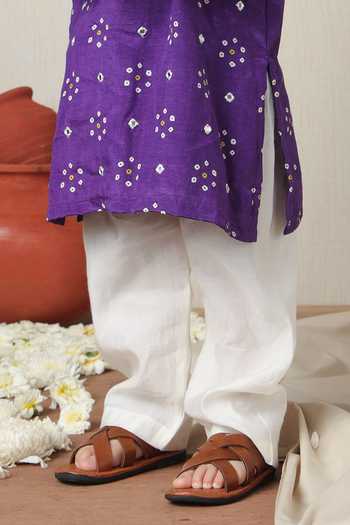 Poochkie_Purple Silk Bandhani Print Kurta Set _at_Aza_Fashions