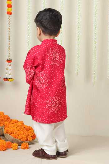 Shop_Poochkie_Pink Silk, Viscose Hand Embroidered Kurta Set _at_Aza_Fashions