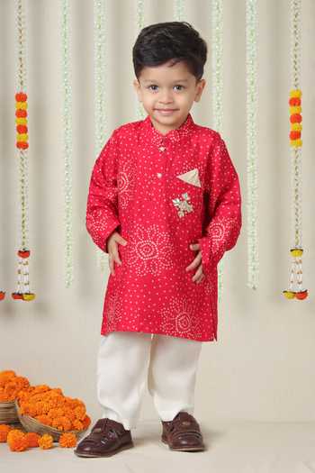 Buy_Poochkie_Pink Silk, Viscose Hand Embroidered Kurta Set _at_Aza_Fashions