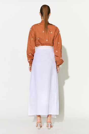 Shop_Koai_White Linen Long Skirt _at_Aza_Fashions