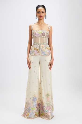 Buy_Aisha Rao_Ivory Dorin Georgette Jumpsuit _at_Aza_Fashions