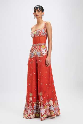 Buy_Aisha Rao_Orange Dorin Georgette Jumpsuit _Online_at_Aza_Fashions