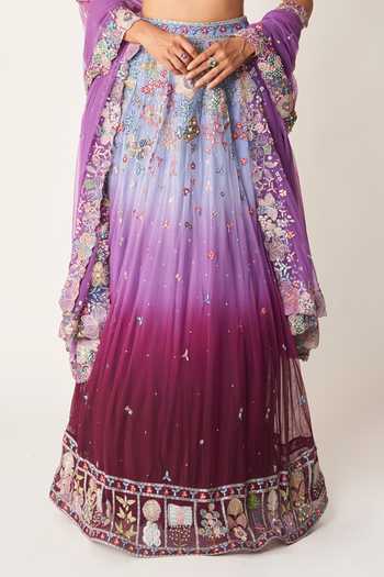 Buy_Aisha Rao_Blue Tulle Sweetheart Neck Mirabelle Plum Lehenga Set _Online_at_Aza_Fashions
