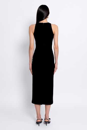 Shop_love, Kiki_Black Crepe, Shantoon Halter Neck Sama Placed Embroidered Dress _at_Aza_Fashions