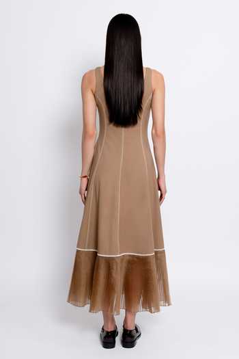 Shop_love, Kiki_Brown Organza, Tencel Scoop Neck Mandra Floral Embroidered Dress _at_Aza_Fashions