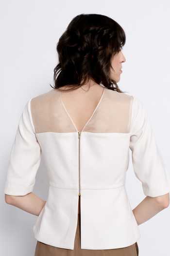 Buy_love, Kiki_Brown Crepe, Silk Organza, Tencel Boat Embroidered Premium Peplum And Trouser Set _Online_at_Aza_Fashions