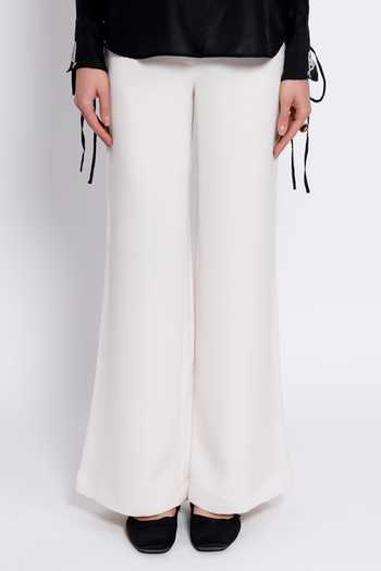 love, Kiki_Black Viscose, Tencel Mandarin Collar Ivara Embroidered Shirt And Trouser Set _Online_at_Aza_Fashions