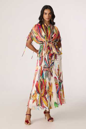 Buy_Saaksha & Kinni_Multi Color Silk, Cotton Monica Abstract Floral Blouse _Online