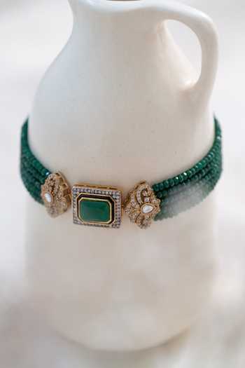 Do Taara_Green Jade Stone Choker Necklace _Online_at_Aza_Fashions