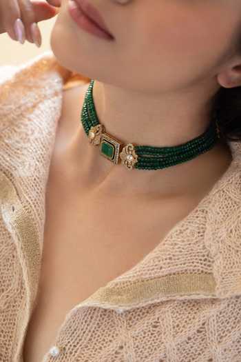 Buy_Do Taara_Green Jade Stone Choker Necklace _Online_at_Aza_Fashions