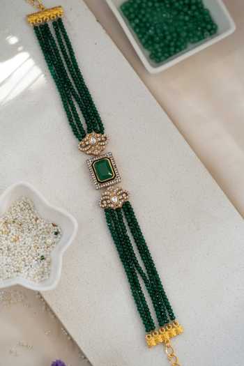 Shop_Do Taara_Green Jade Stone Choker Necklace _Online_at_Aza_Fashions