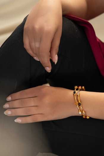 Buy_Do Taara_Multi Color Navrattan Bangles - Set Of 2 _at_Aza_Fashions