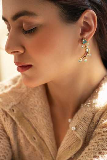 Buy_Do Taara_Red Kundan And Stone Studded Earrings _at_Aza_Fashions