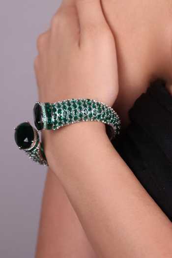 Buy_Moh-Maya By Disha Khatri_Emerald Green Zircon Bracelet _at_Aza_Fashions