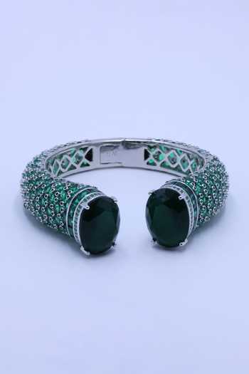 Shop_Moh-Maya By Disha Khatri_Emerald Green Zircon Bracelet _at_Aza_Fashions