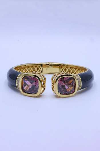 Buy_Moh-Maya By Disha Khatri_Black Amethyst Stones Zircon Bracelet _at_Aza_Fashions