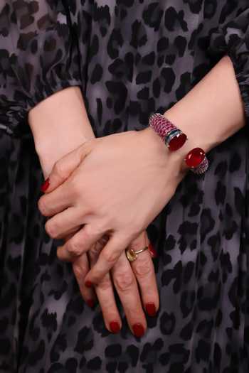 Buy_Moh-Maya By Disha Khatri_Red Garnet Zircon Studded Bracelet _at_Aza_Fashions