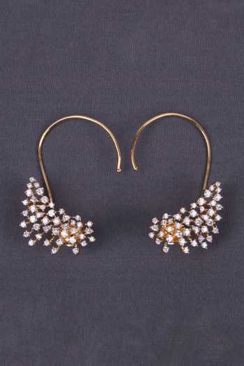 Shop_Moh-Maya By Disha Khatri_White Zircon Earcuff Earrings _at_Aza_Fashions