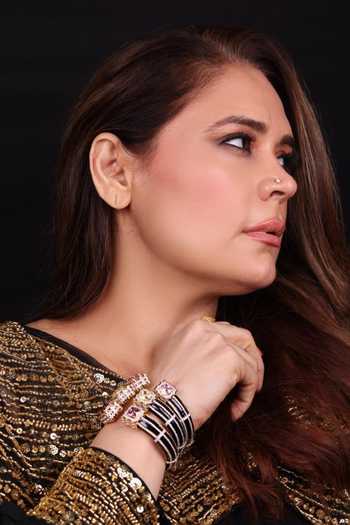 Shop_Moh-Maya By Disha Khatri_Black Amethyst Zircon Bracelet _at_Aza_Fashions