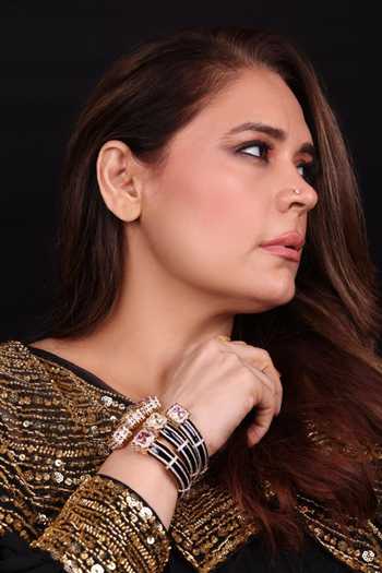 Shop_Moh-Maya By Disha Khatri_Black Citrin Zircon Bracelet _at_Aza_Fashions
