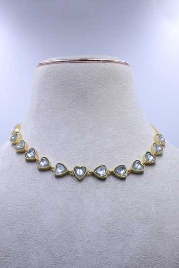 Buy_Moh-Maya By Disha Khatri_White Kundan Polki Choker Necklace _at_Aza_Fashions