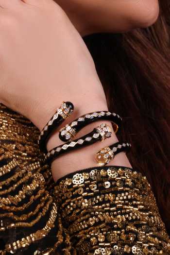 Shop_Moh-Maya By Disha Khatri_Black Citrin Stone Zircon Bracelet _at_Aza_Fashions