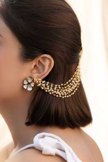 Buy_Do Taara_Gold Plated Pearl Pair Of Kaan Chains _Online_at_Aza_Fashions
