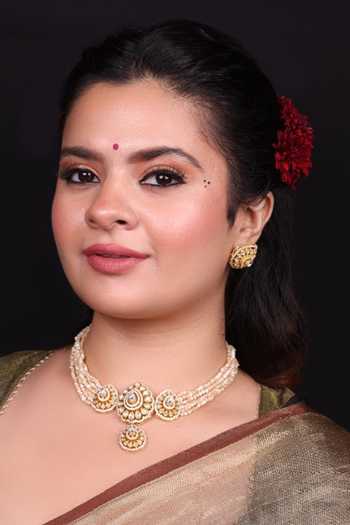 Buy_Moh-Maya By Disha Khatri_Gold Plated Kundan Polki Pearl Beads Choker Set _at_Aza_Fashions