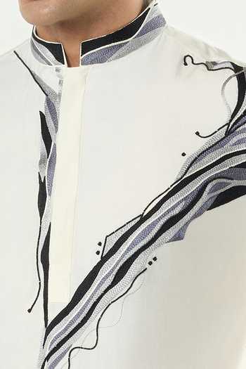 Buy_Line Out Line_Ivory Chanderi The Abstract Embroidered Kurta _Online_at_Aza_Fashions