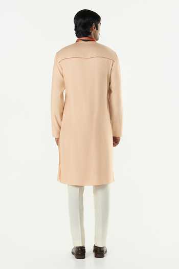 Line Out Line_Beige Chanderi The Abstract Kurta _Online_at_Aza_Fashions
