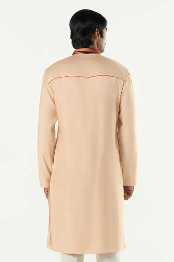 Shop_Line Out Line_Beige Chanderi The Abstract Kurta _at_Aza_Fashions