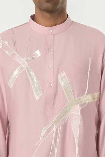 Shop_Line Out Line_Pink Chanderi Axis Embroidered Kurta _Online_at_Aza_Fashions