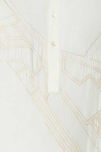 Line Out Line_Ivory Chanderi Avenue Thread Work Kurta _at_Aza_Fashions