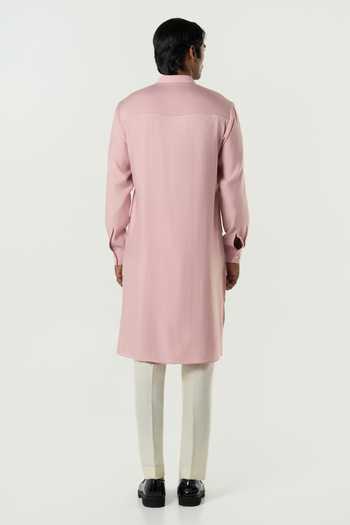 Line Out Line_Pink Chanderi Avenue Thread Work Kurta _Online_at_Aza_Fashions