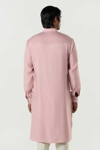 Shop_Line Out Line_Pink Chanderi Avenue Thread Work Kurta _at_Aza_Fashions