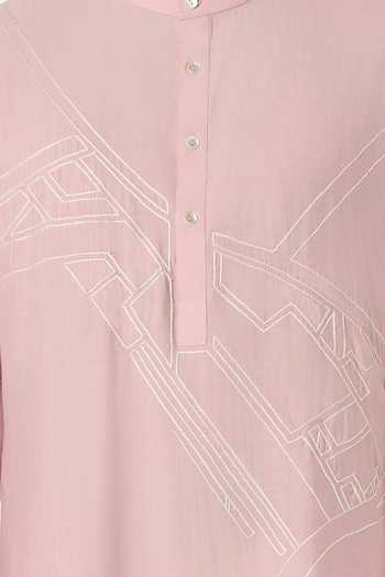 Line Out Line_Pink Chanderi Avenue Thread Work Kurta _at_Aza_Fashions