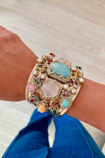 Buy_PRERTO_Multi Color Celeste Stone Faux Diamond Bracelet _at_Aza_Fashions