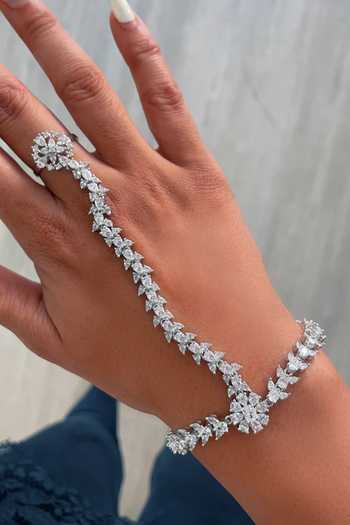 Buy_PRERTO_Silver Plated Flora Vine Cascade Hand Harness - Set Of 2 _at_Aza_Fashions